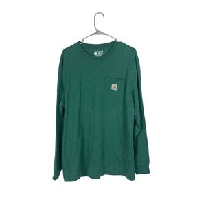 Carhartt mens long sleeve green crewneck shirt size medium
